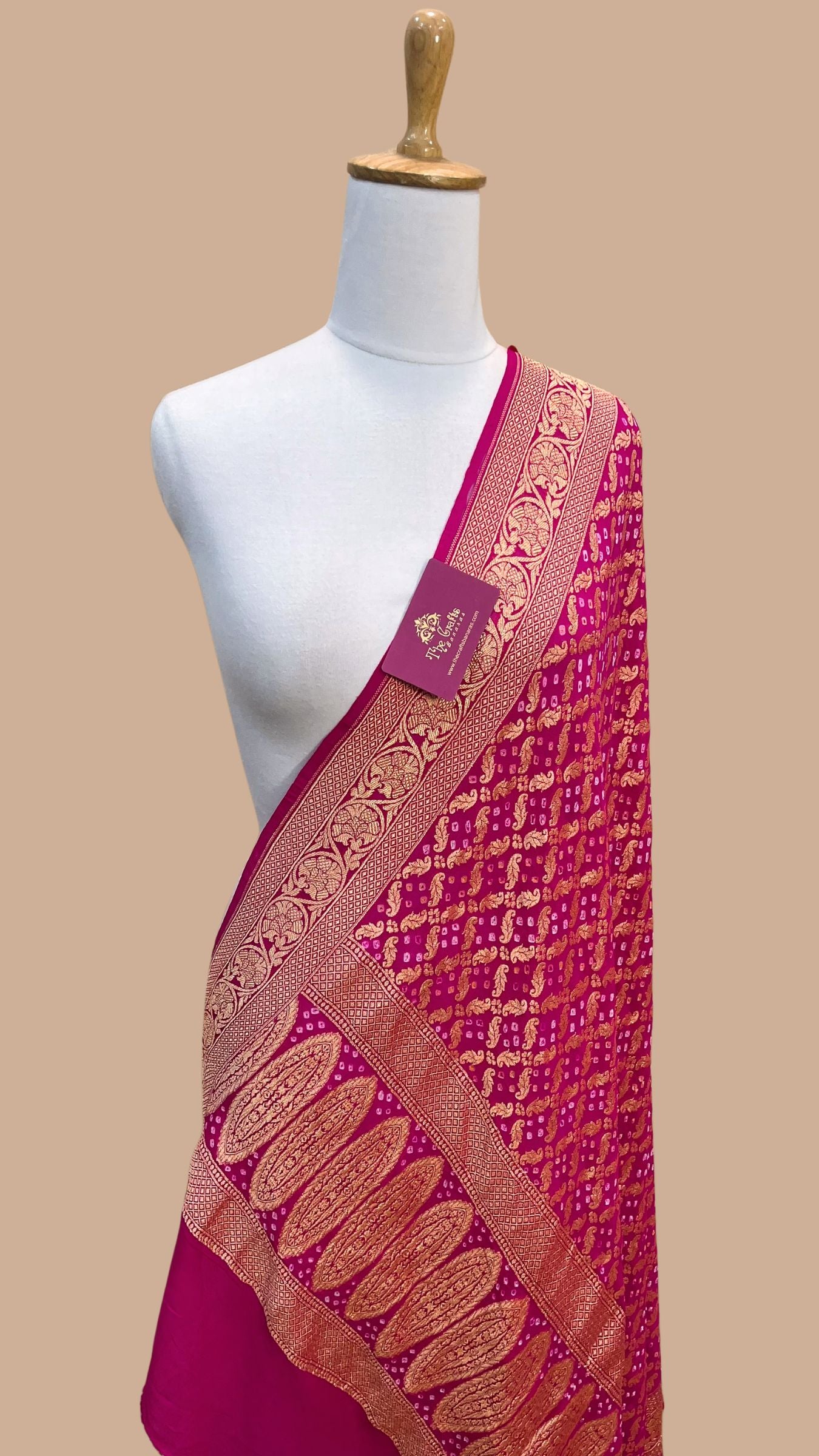 Khaddi Georgette Banarasi Handloom Bandhej Dupatta