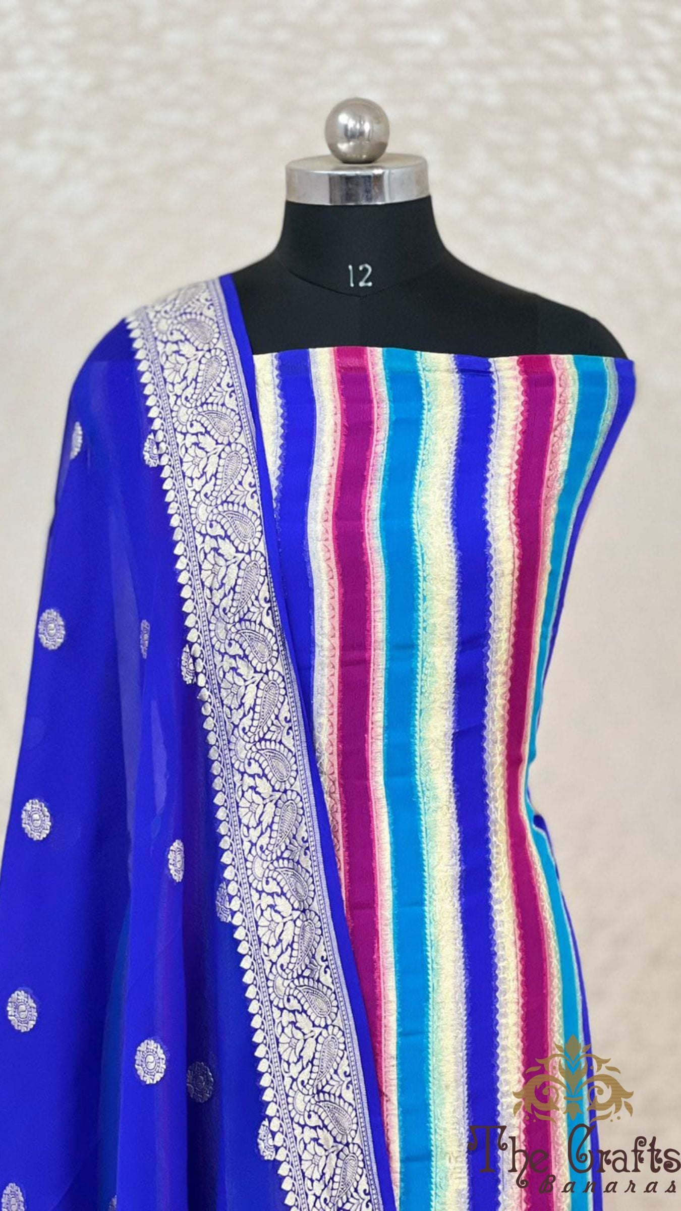 Pure Banarasi Khaddi Georgette Rangkaat Dress Material