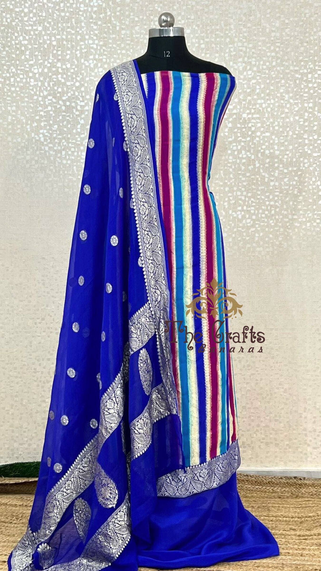 Pure Banarasi Khaddi Georgette Rangkaat Dress Material