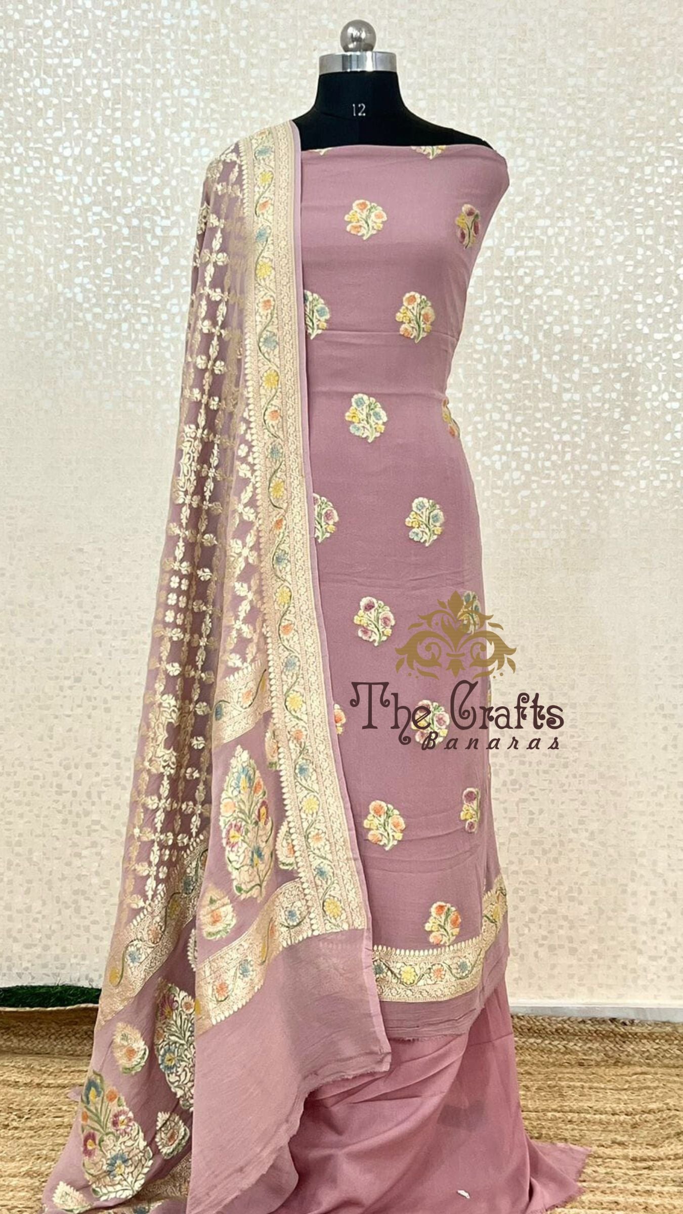 Pure Banarasi Khaddi Georgette Dress Material