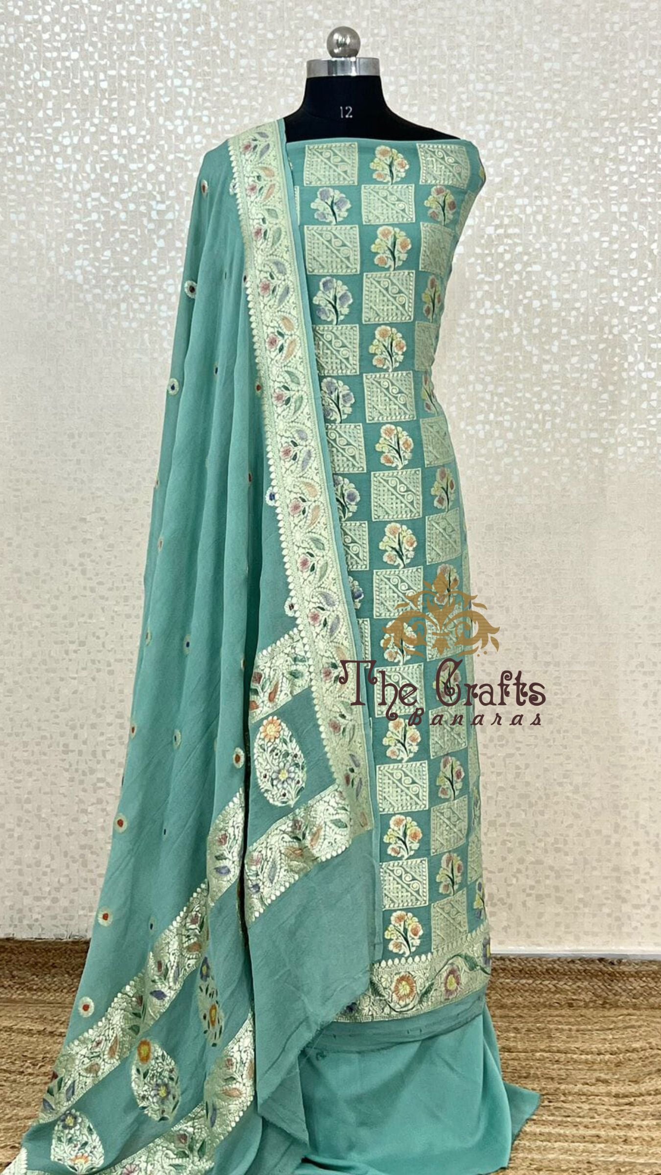 Pure Banarasi Khaddi Georgette Dress Material