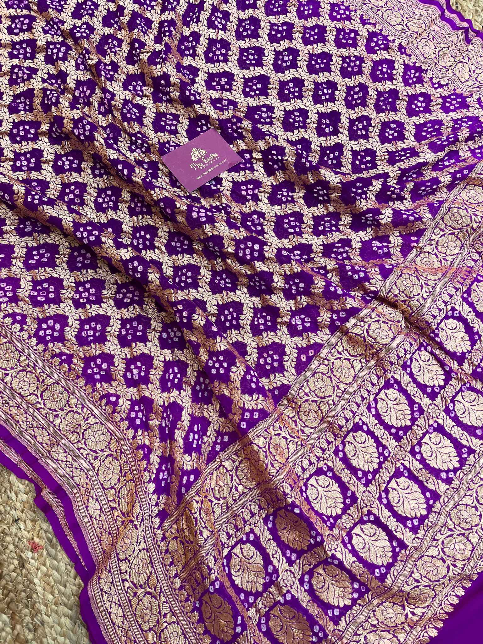 Khaddi Georgette Banarasi Handloom Bandhej Dupatta