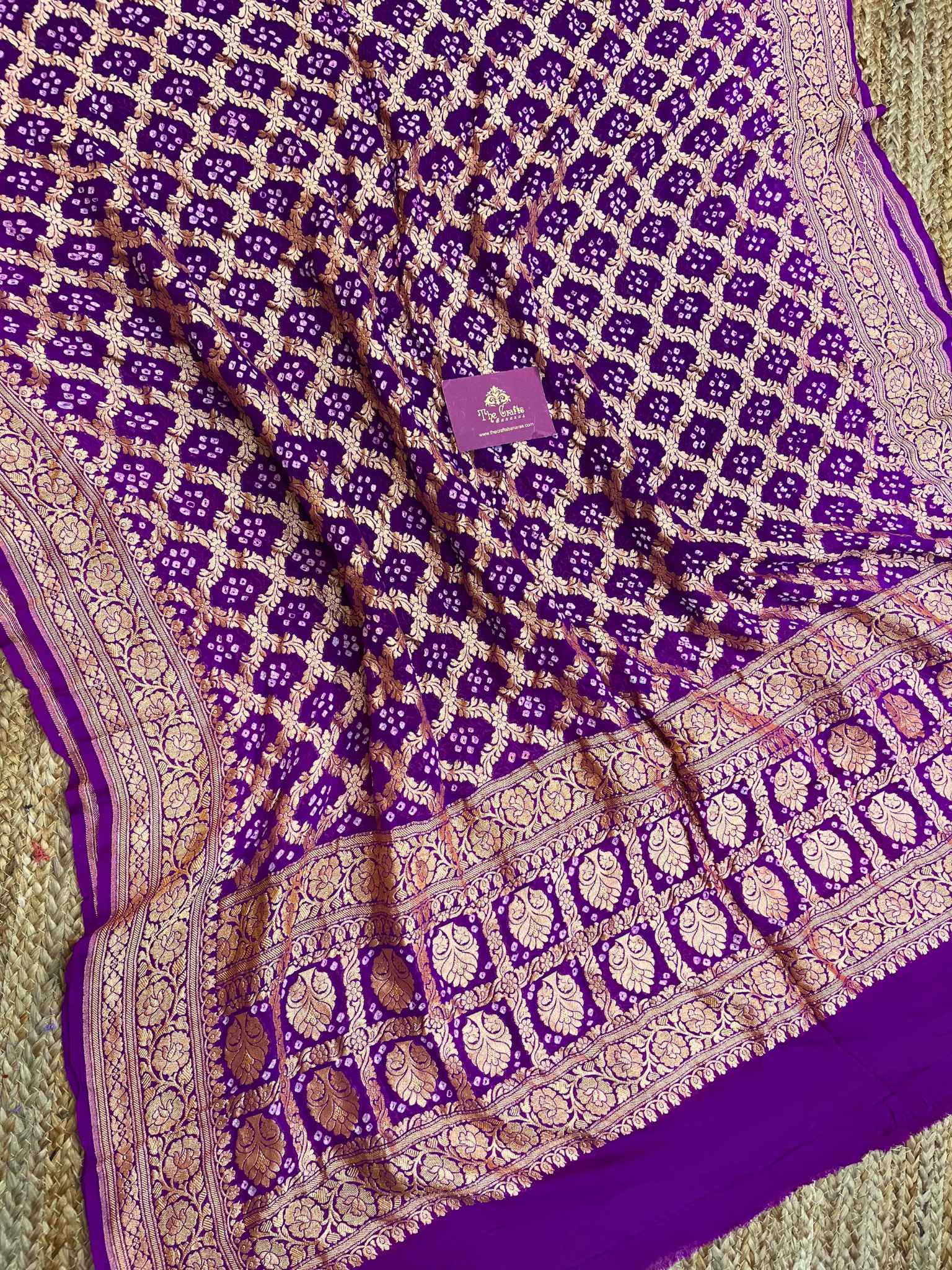 Khaddi Georgette Banarasi Handloom Bandhej Dupatta