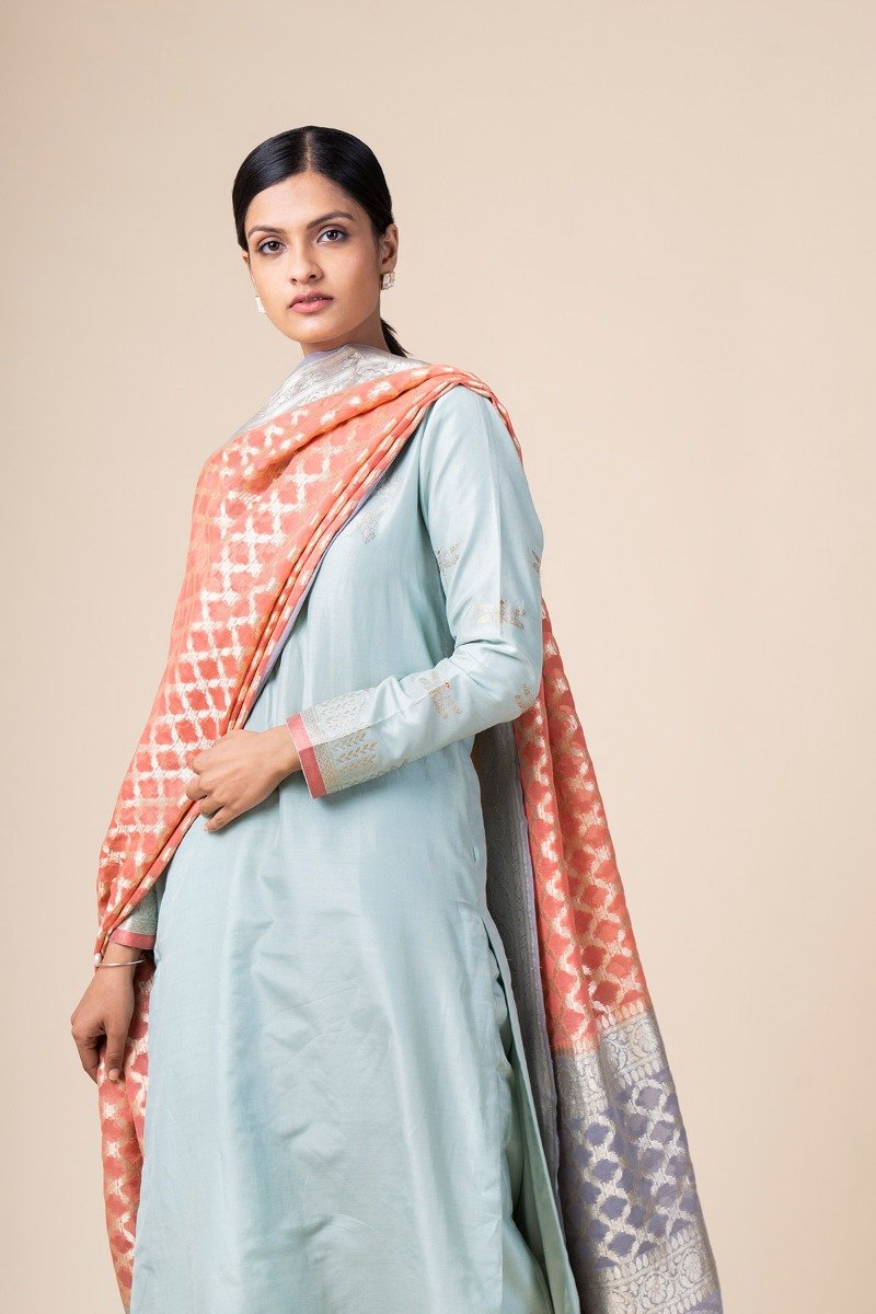 Khaddi Georgette Banarasi Dupatta - Water Zari - The Crafts Clothing