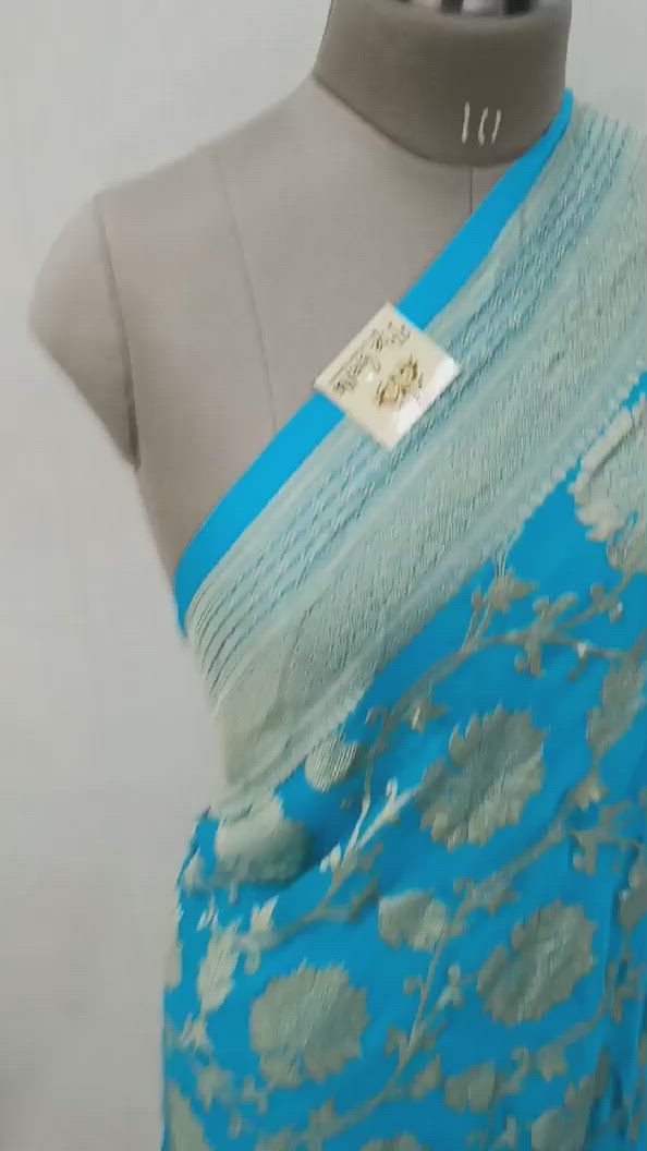 Khaddi Georgette Banarasi Saree - Water Zari