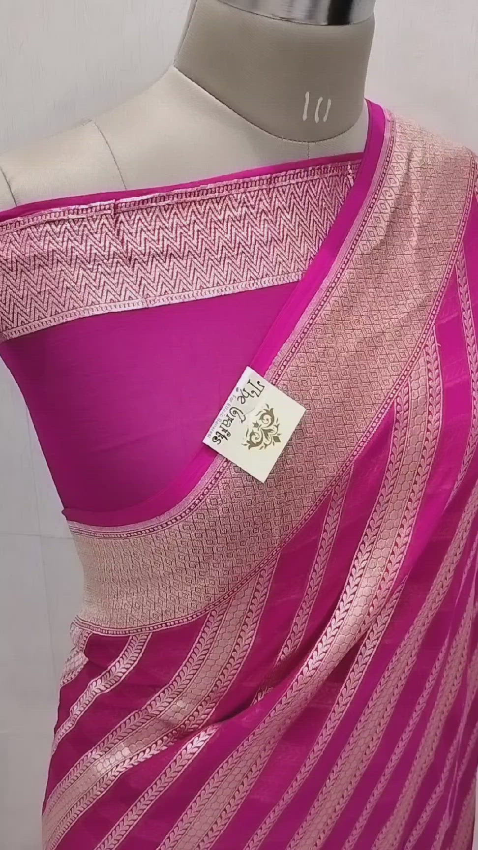 Hot Pink Khaddi Georgette Banarasi Saree - Water Zari