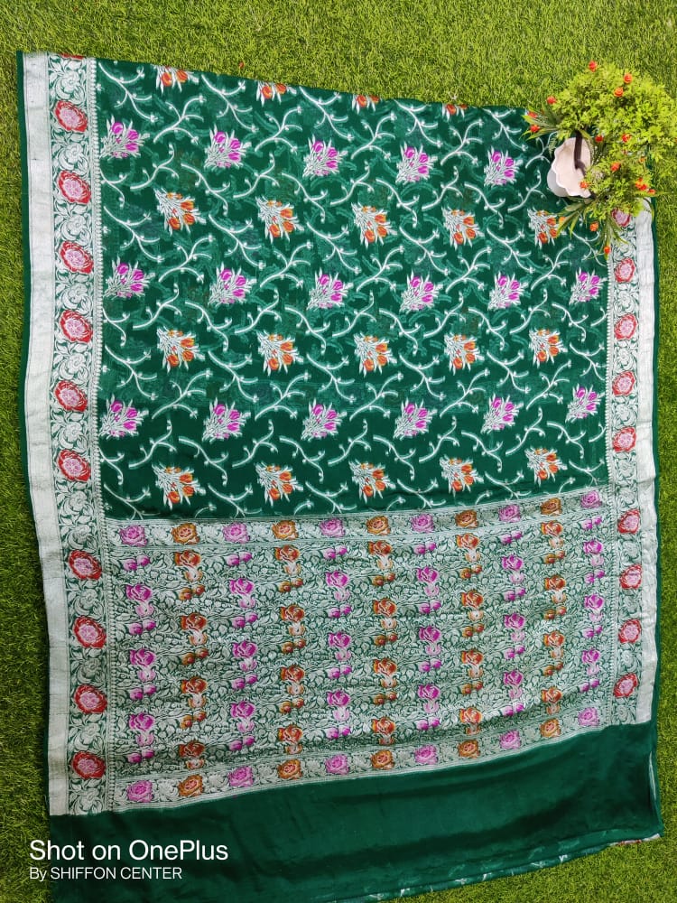 Pure Khaddi Chiffon Banarasi Saree - The Crafts Clothing