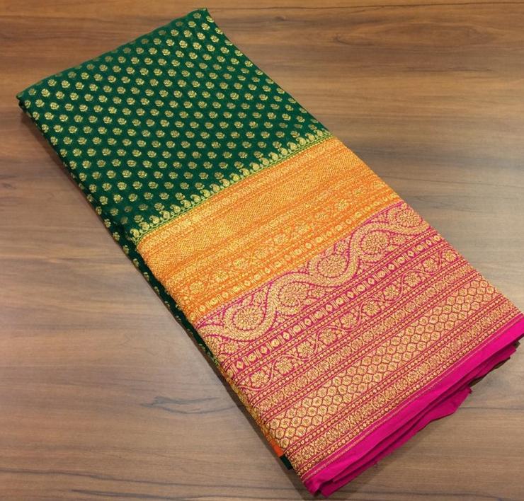 Khaddi Georgette Banarasi Saree - Antique Zari - The Crafts Clothing