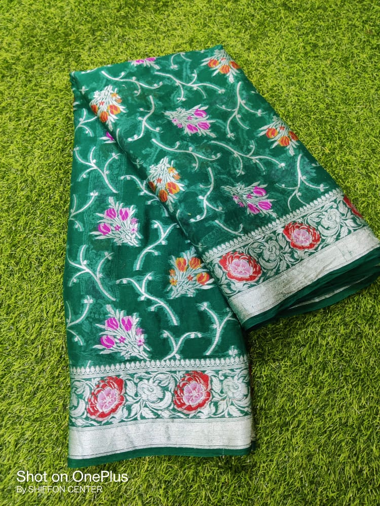 Pure Khaddi Chiffon Banarasi Saree - The Crafts Clothing