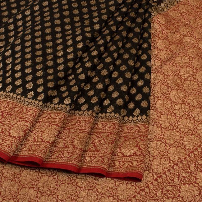 Khaddi Georgette Banarasi Saree - Antique Zari - The Crafts Clothing