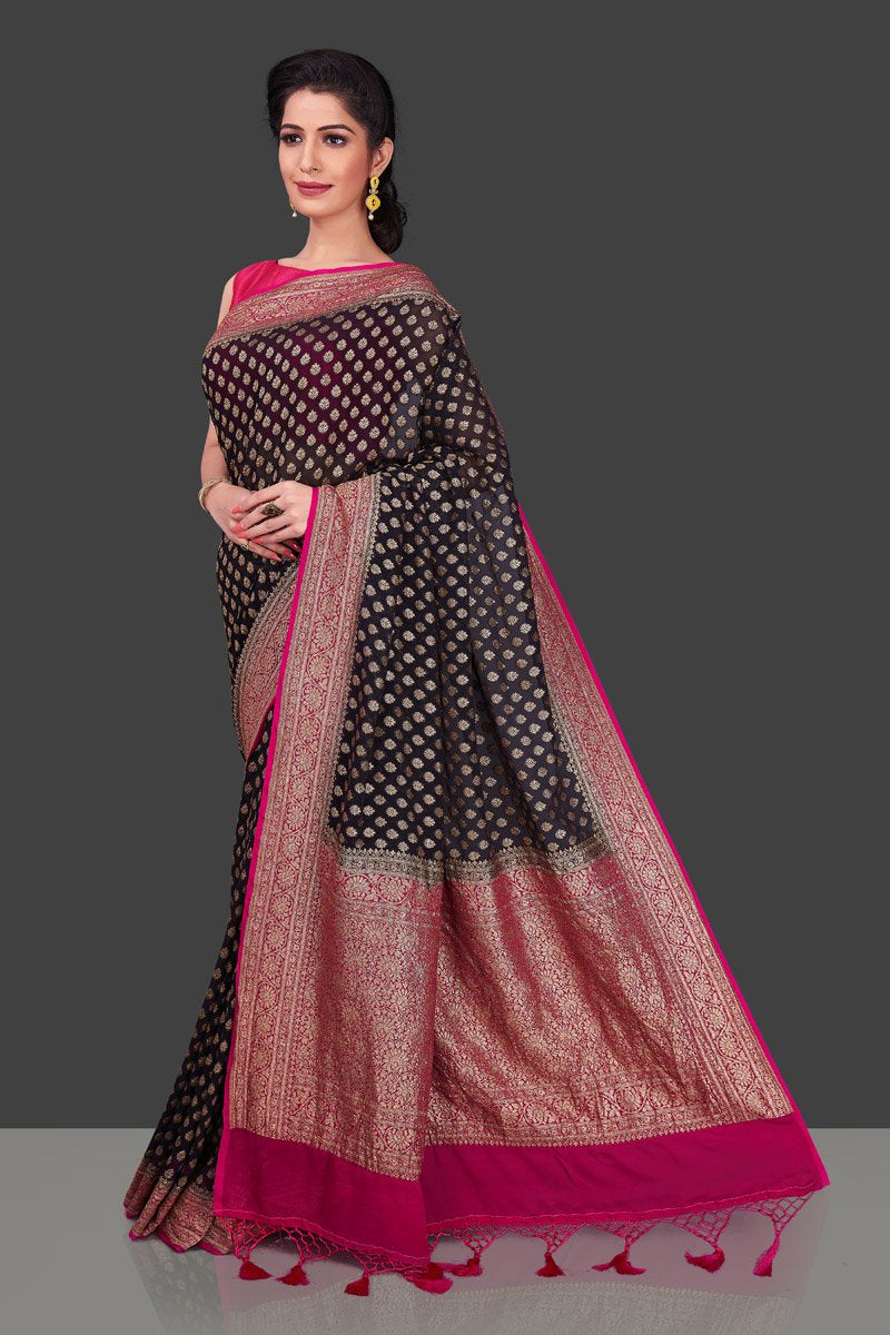 Khaddi Georgette Banarasi Saree - Antique Zari - The Crafts Clothing