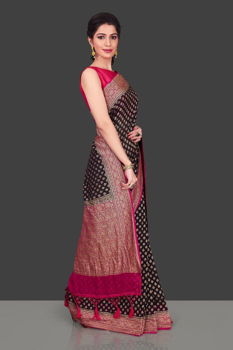Khaddi Georgette Banarasi Saree - Antique Zari - The Crafts Clothing