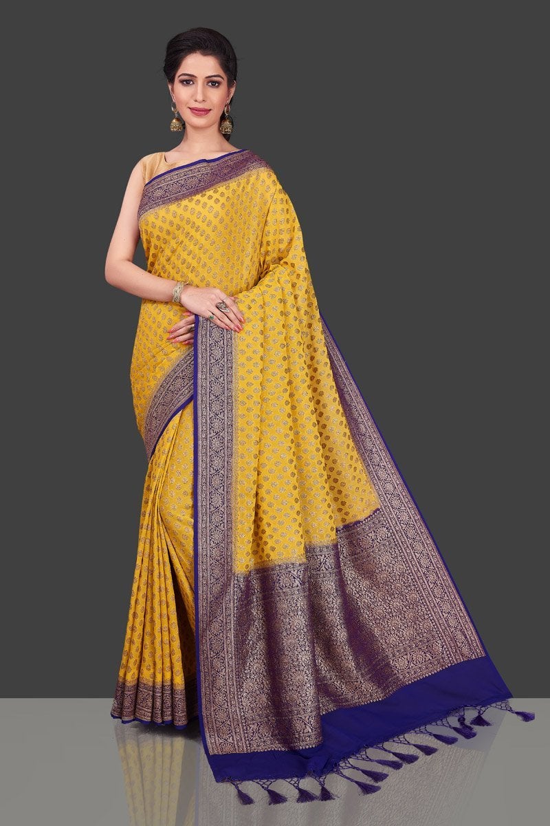 Khaddi Georgette Banarasi Saree - Antique Zari - The Crafts Clothing