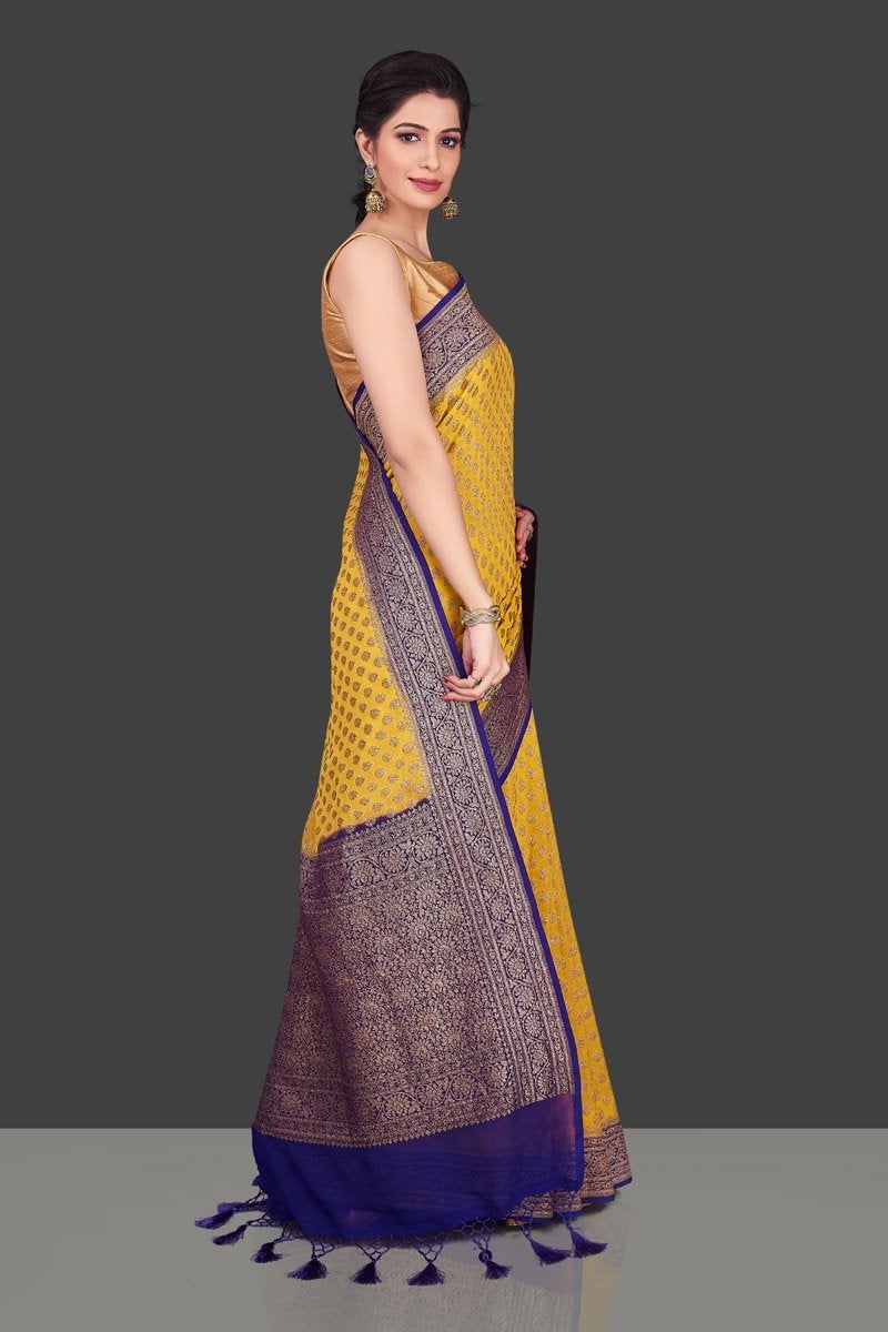 Khaddi Georgette Banarasi Saree - Antique Zari - The Crafts Clothing