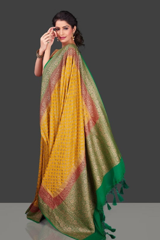 Khaddi Georgette Banarasi Saree - Antique Zari - The Crafts Clothing