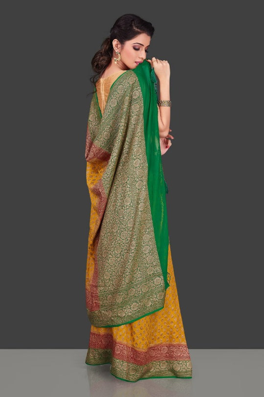 Khaddi Georgette Banarasi Saree - Antique Zari - The Crafts Clothing