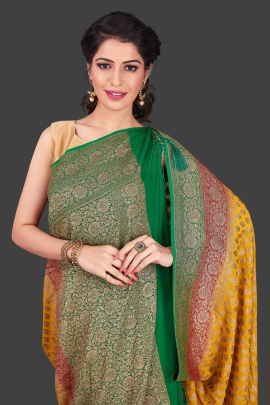 Khaddi Georgette Banarasi Saree - Antique Zari - The Crafts Clothing