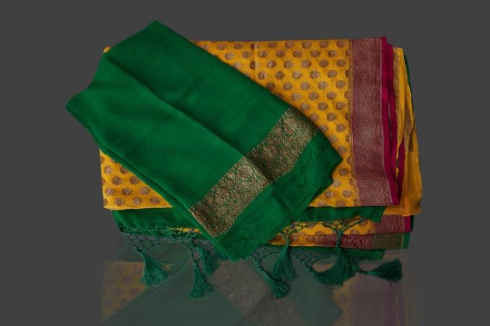 Khaddi Georgette Banarasi Saree - Antique Zari - The Crafts Clothing