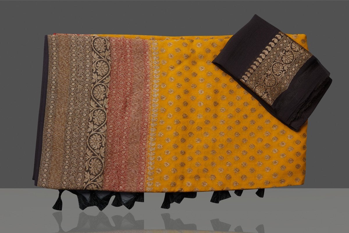 Khaddi Georgette Banarasi Saree - Antique Zari - The Crafts Clothing