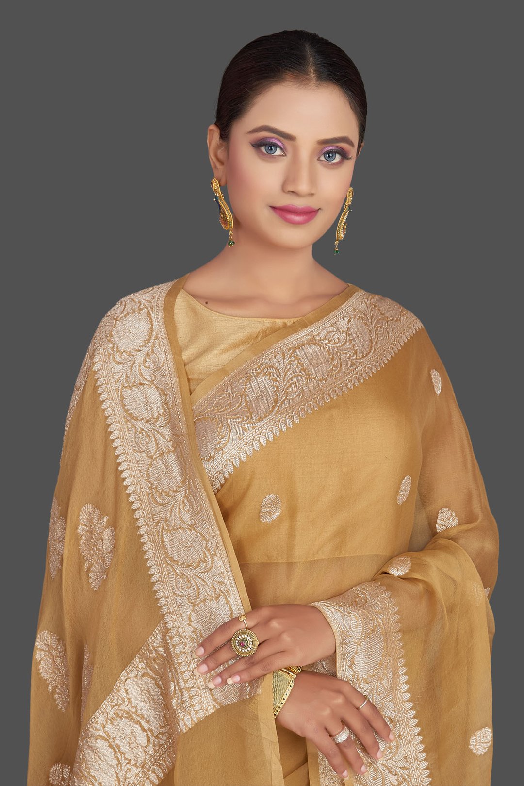 Pure Georgette Handloom Banarasi Saree - Silver Zari - The Crafts Clothing