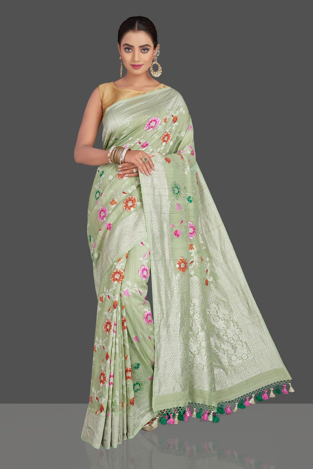 Tussar Georgette Banarasi Saree - Meenakari - The Crafts Clothing