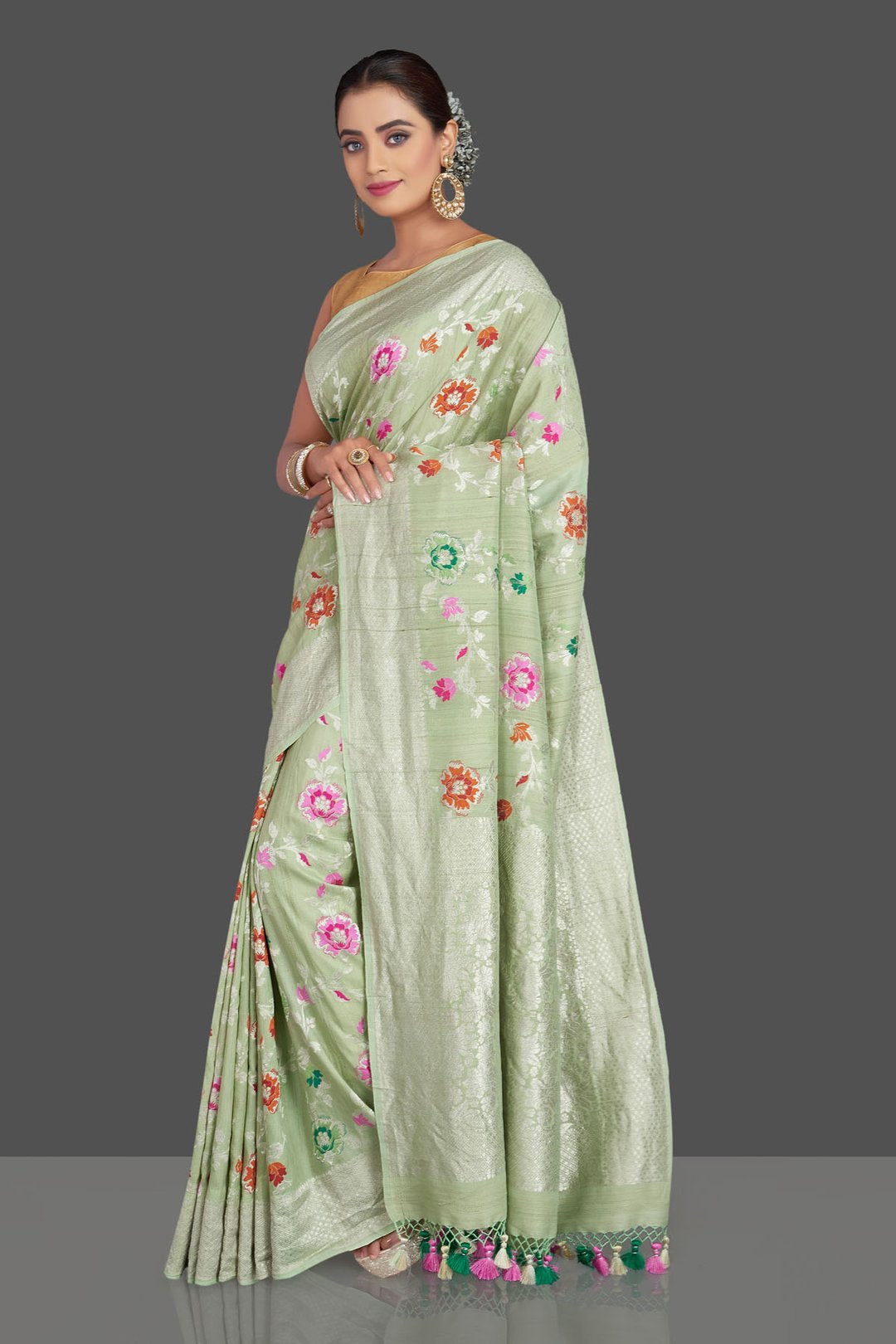 Tussar Georgette Banarasi Saree - Meenakari - The Crafts Clothing