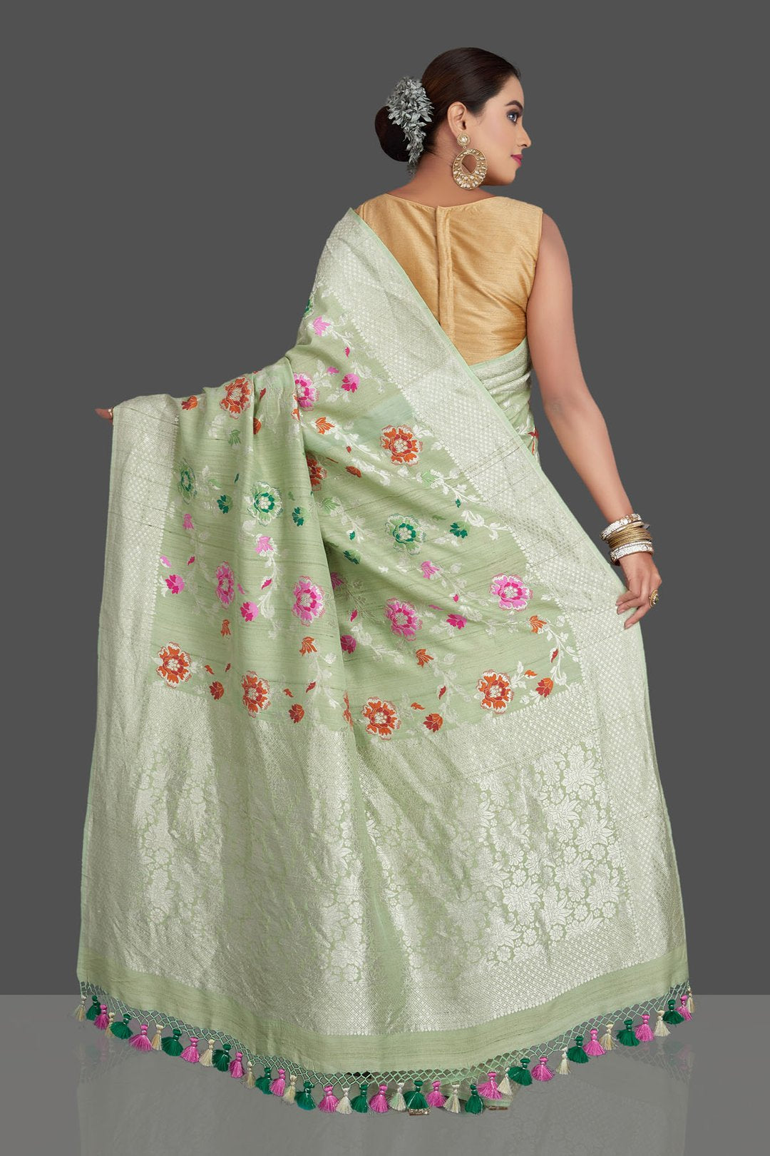 Tussar Georgette Banarasi Saree - Meenakari - The Crafts Clothing