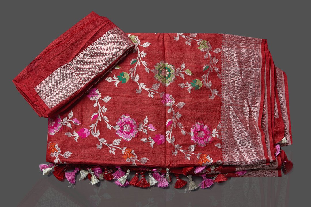 Tussar Georgette Banarasi Saree - Meenakari - The Crafts Clothing