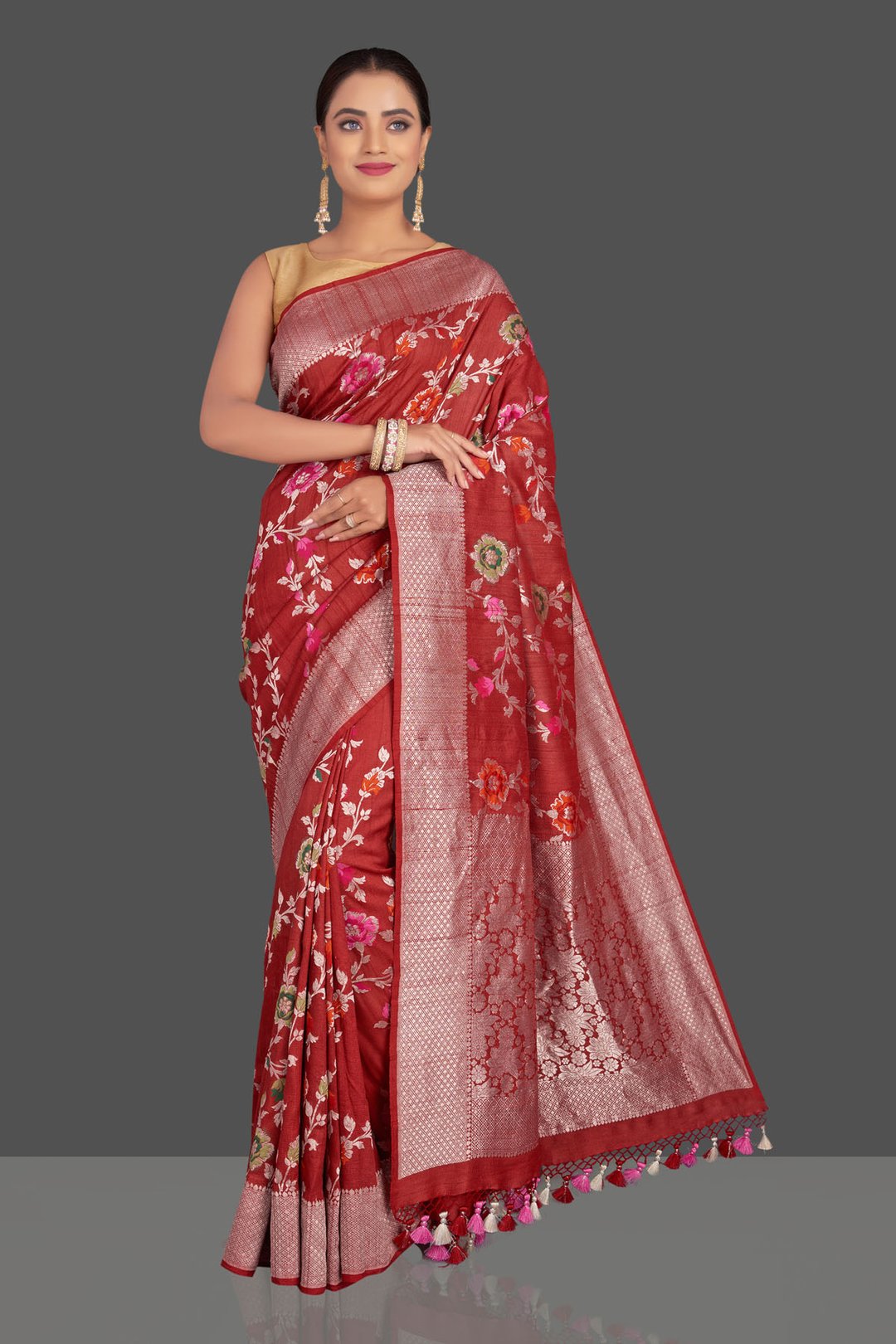 Tussar Georgette Banarasi Saree - Meenakari - The Crafts Clothing