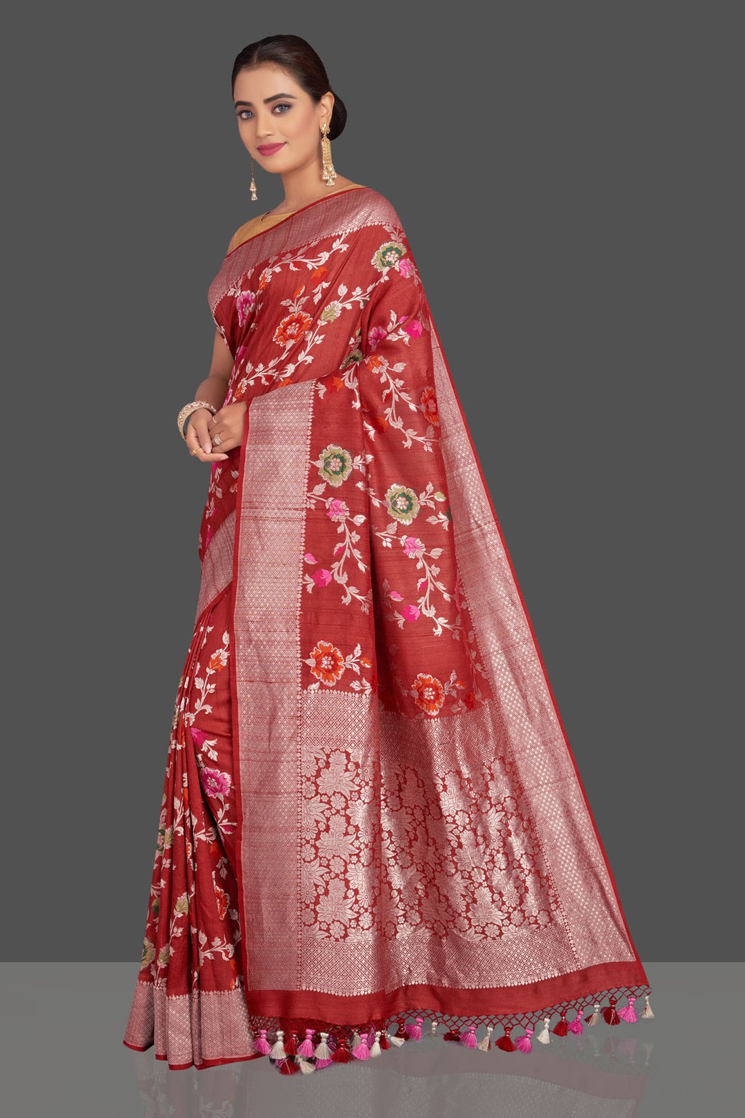 Tussar Georgette Banarasi Saree - Meenakari - The Crafts Clothing