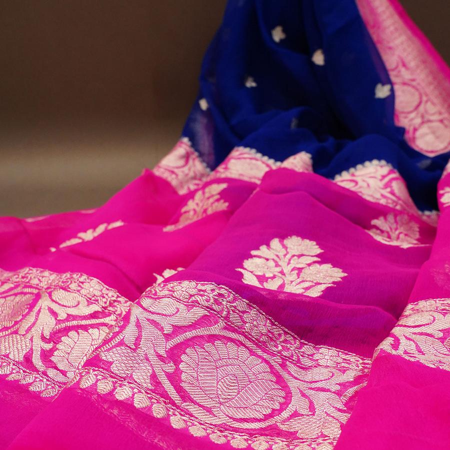 Pure Georgette Handloom Banarasi Saree - The Crafts Clothing