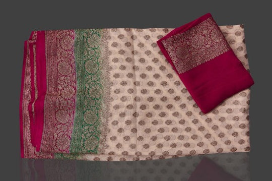 Khaddi Georgette Banarasi Saree - Antique Zari - The Crafts Clothing