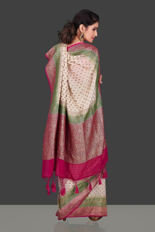 Khaddi Georgette Banarasi Saree - Antique Zari - The Crafts Clothing