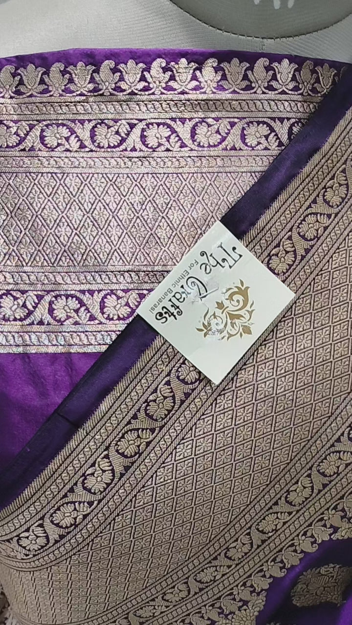 Pure Katan Silk Handloom Banarasi Saree - Jaal work