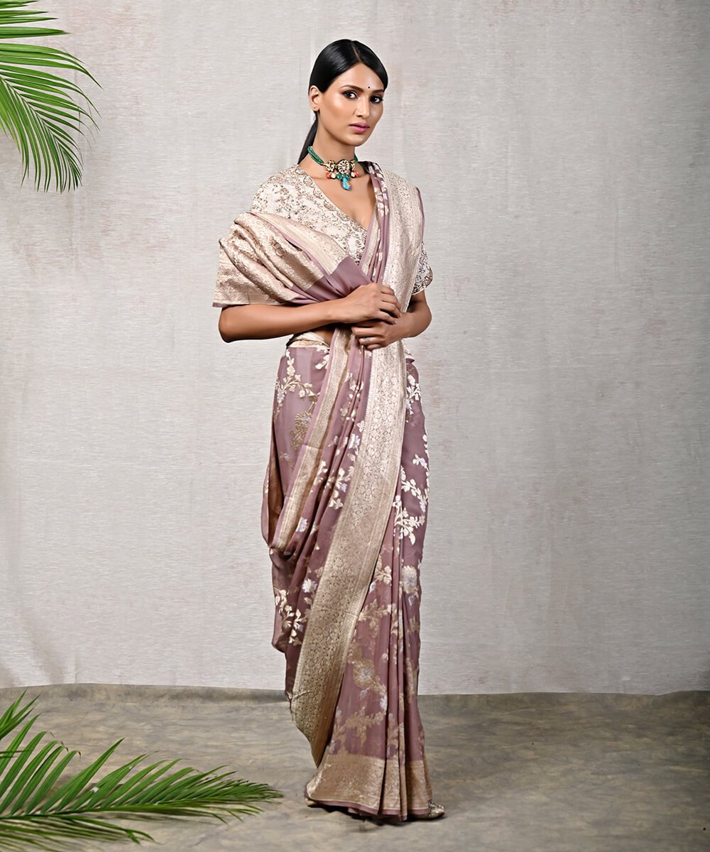 Khaddi Georgette Handloom Banarasi Saree - With sona roopa jaal work