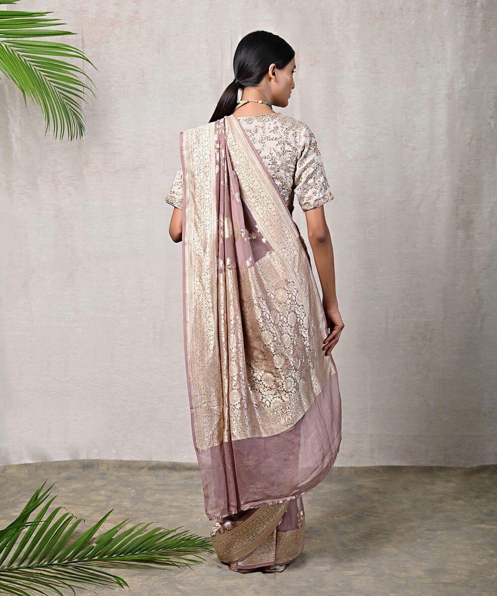 Khaddi Georgette Handloom Banarasi Saree - With sona roopa jaal work