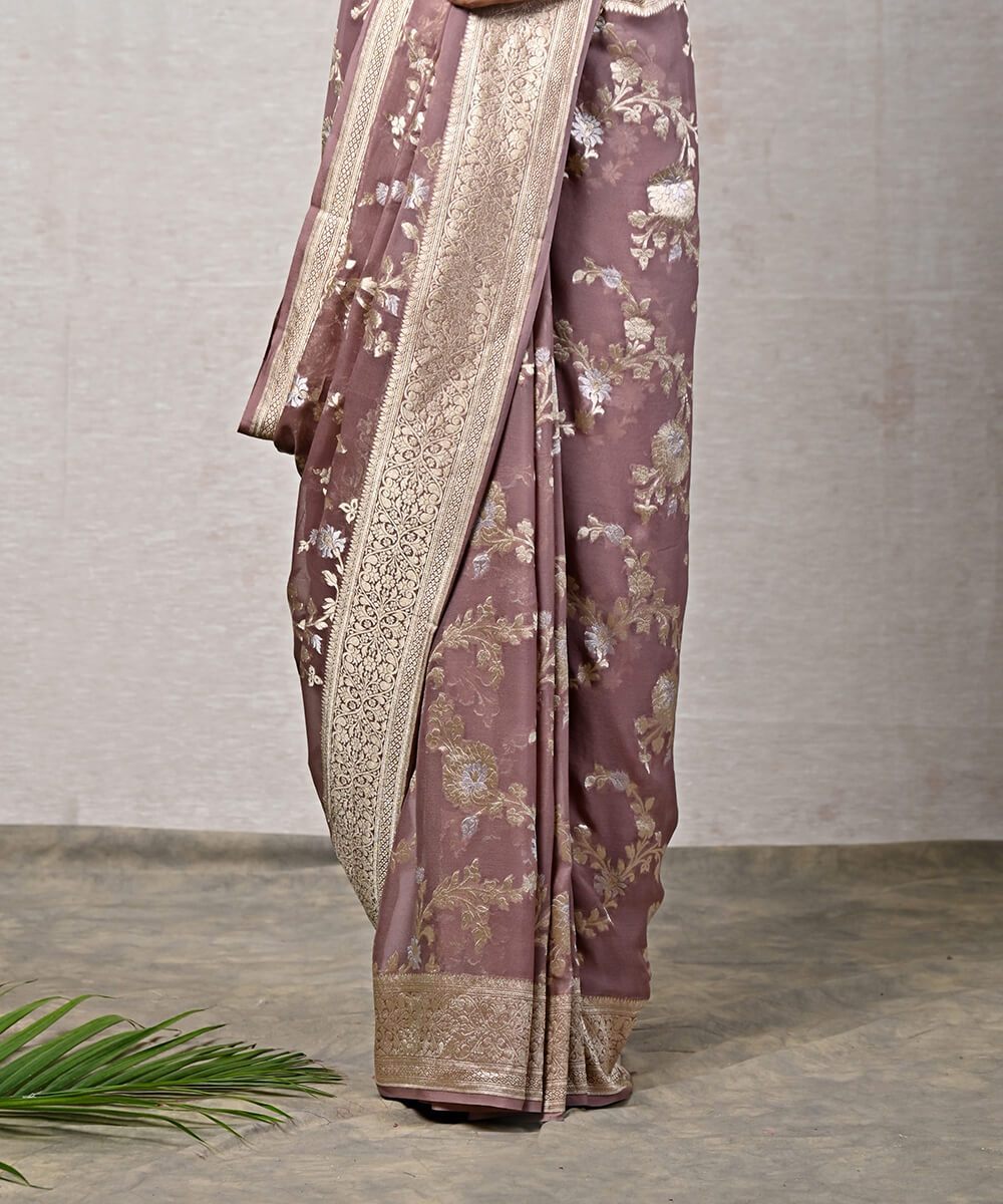 Khaddi Georgette Handloom Banarasi Saree - With sona roopa jaal work