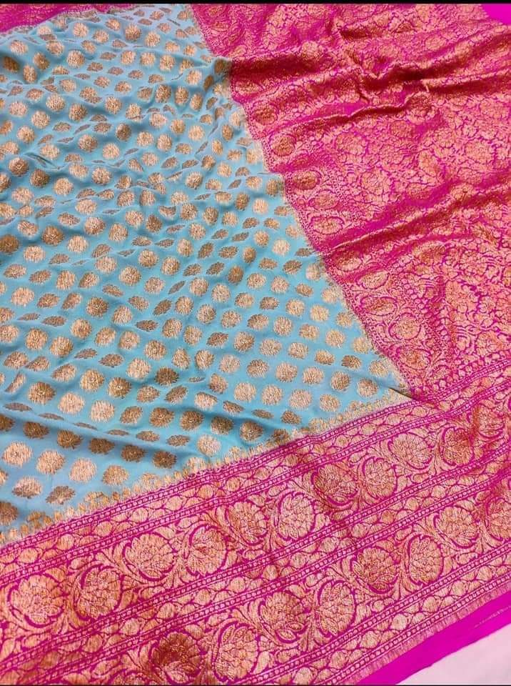 Shop Blush Pink Tussar Khadi Georgette Banarasi Saree Online in USA – Pure  Elegance