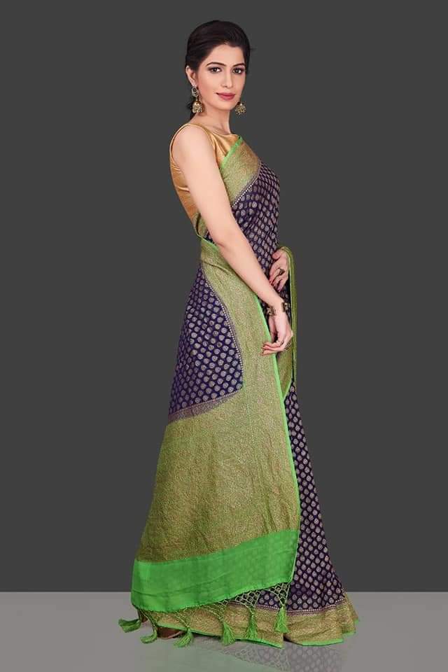 Khaddi Georgette Banarasi Saree - Antique Zari - The Crafts Clothing