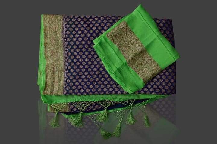 Khaddi Georgette Banarasi Saree - Antique Zari - The Crafts Clothing