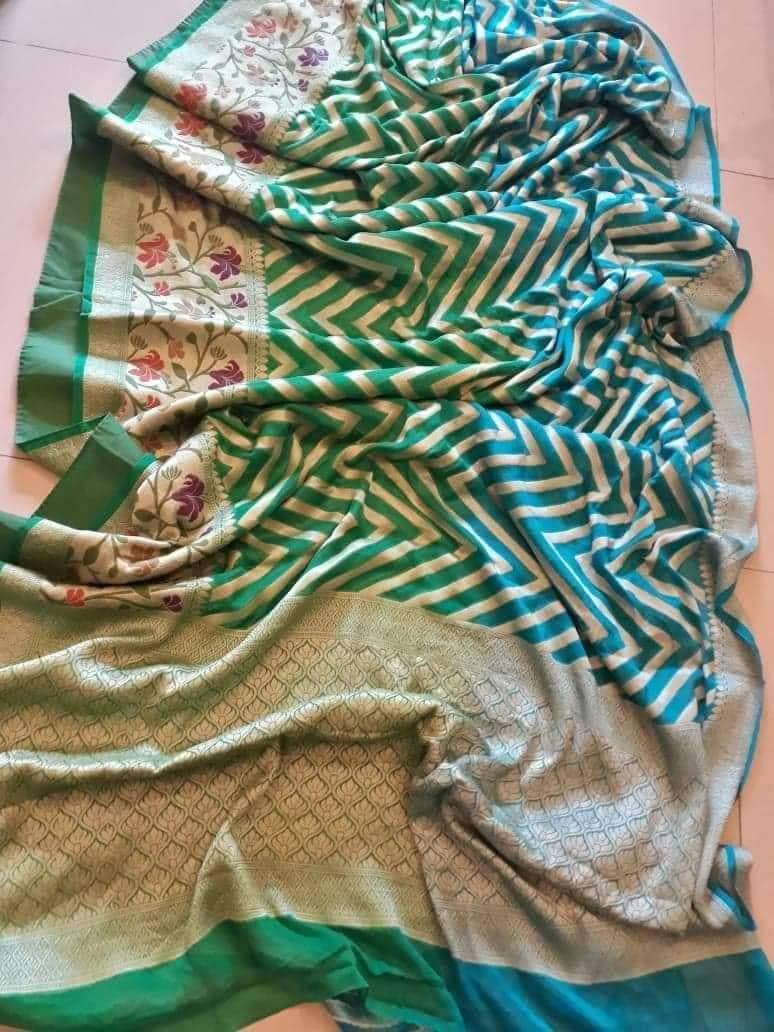 Pure Khaddi Chiffon Banarasi Saree - The Crafts Clothing