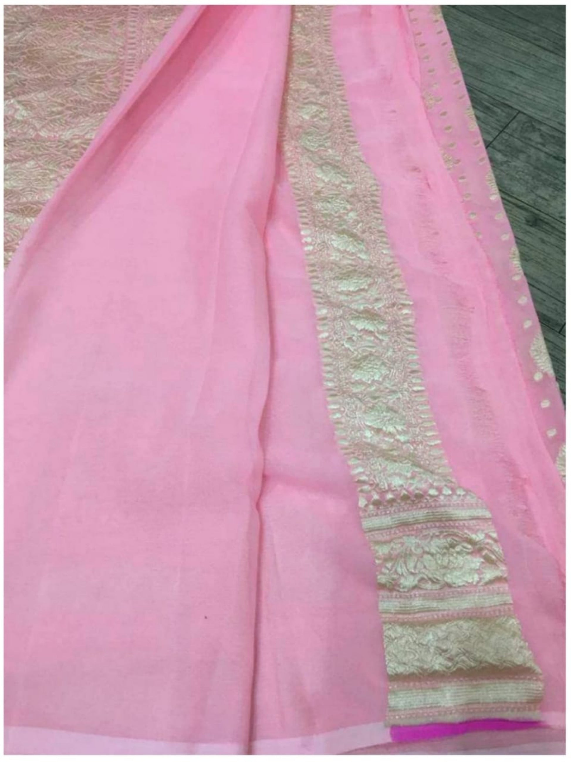Khaddi Georgette Handloom Banarasi Saree - Water Zari - The Crafts Clothing