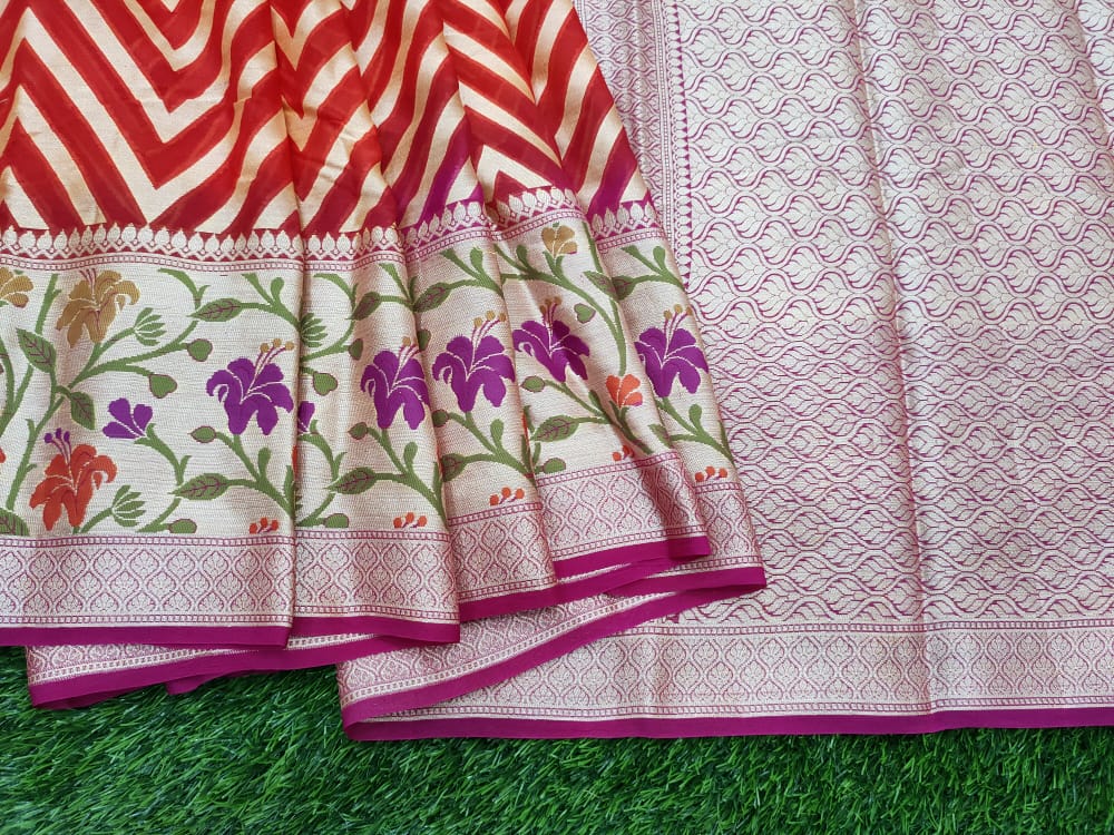 Pure Khaddi Chiffon Banarasi Saree - The Crafts Clothing