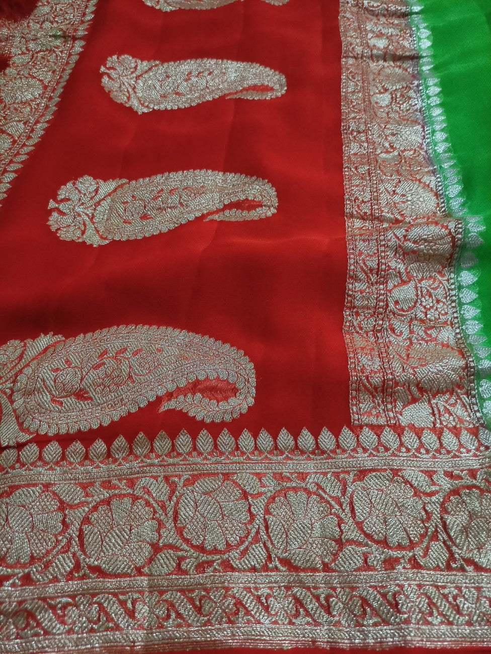 Pure Georgette Handloom Banarasi Saree - The Crafts Clothing