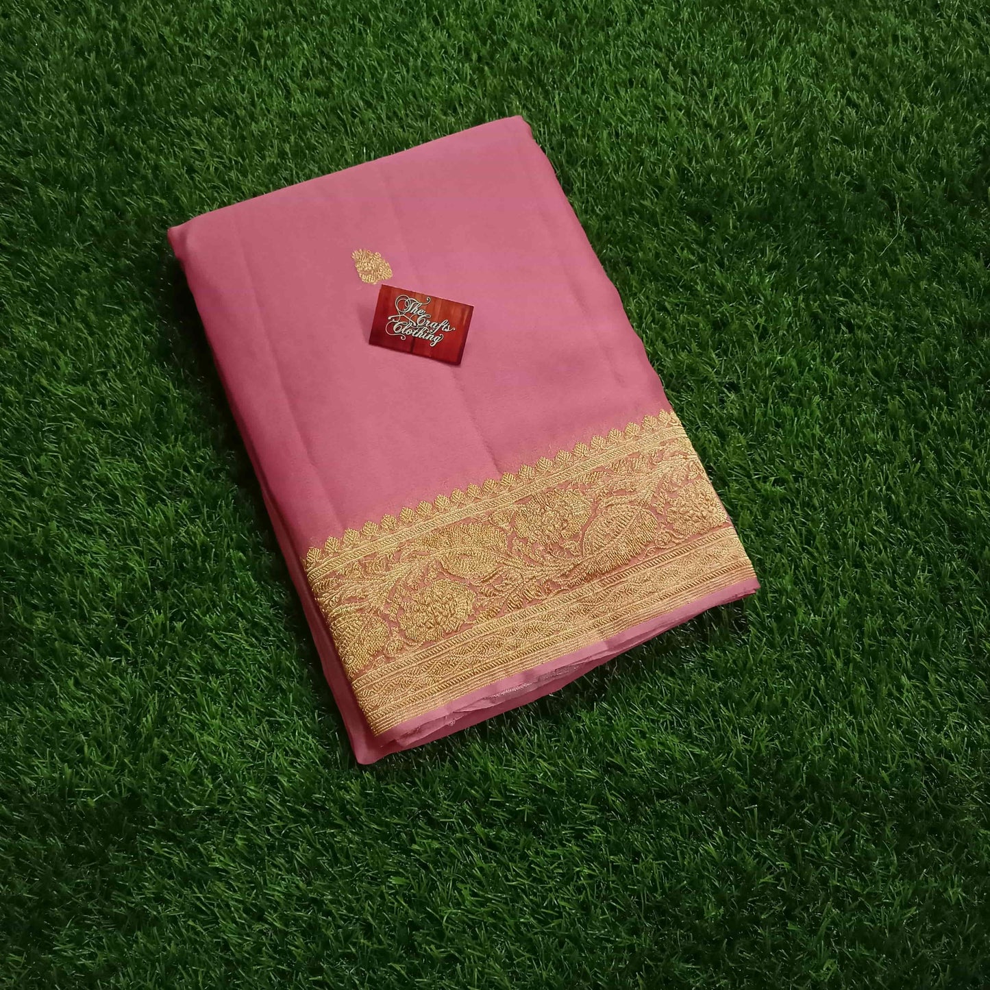 Pure Georgette Handloom Banarasi Saree - Gold Zari - The Crafts Clothing