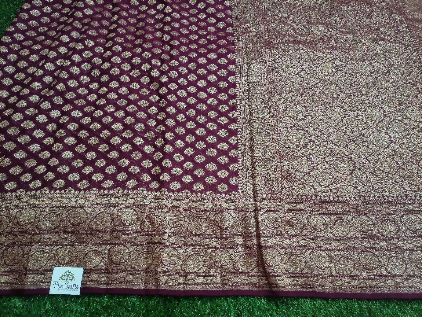 Khaddi Georgette Banarasi Saree - Antique Zari - The Crafts Clothing