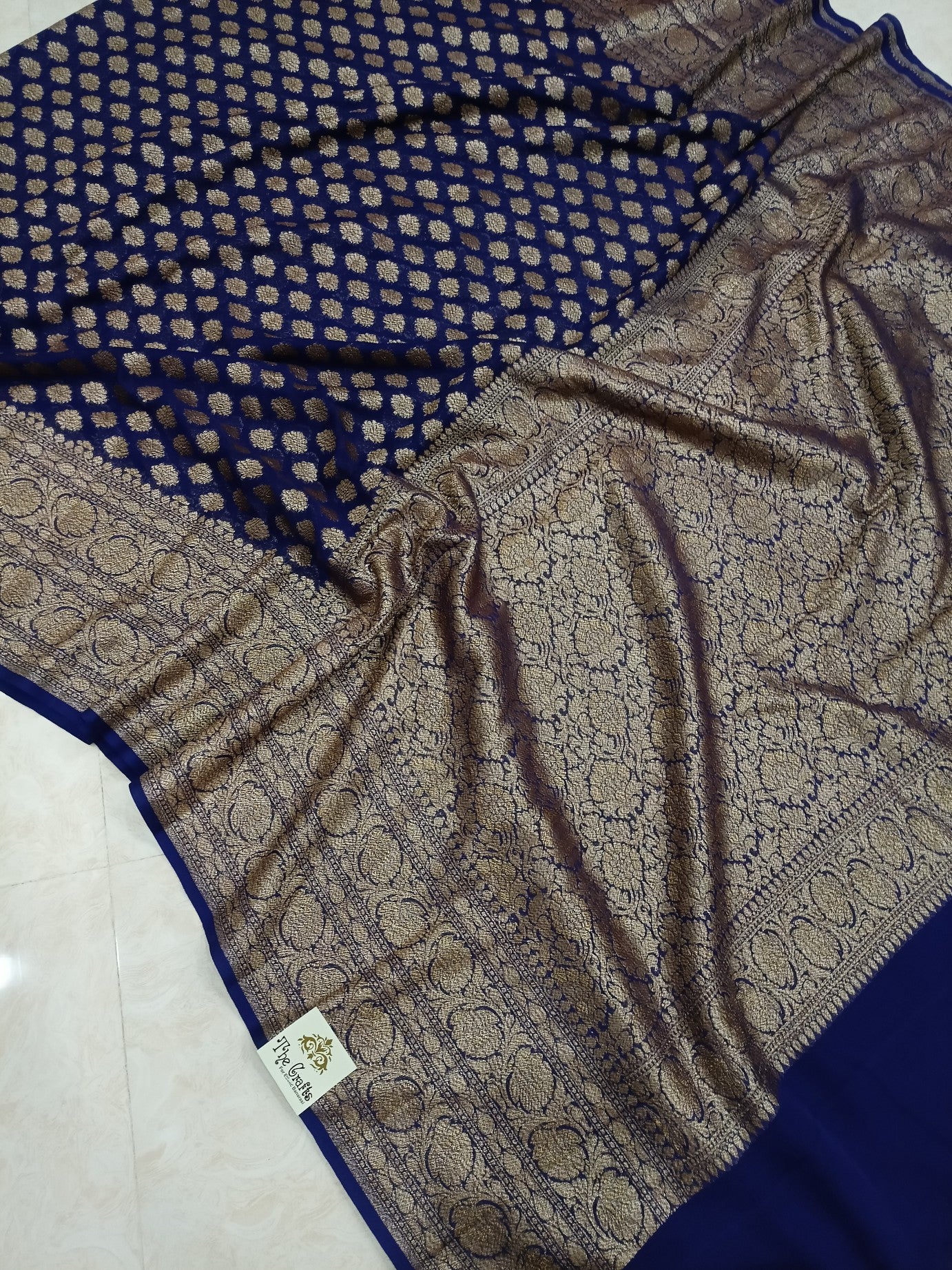 Khaddi Georgette Banarasi Saree - Antique Zari - The Crafts Clothing