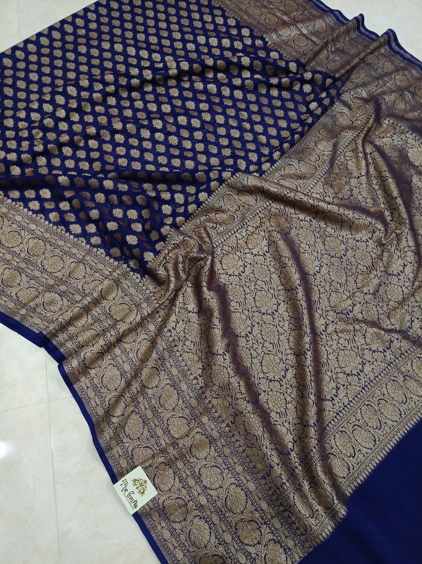 Khaddi Georgette Banarasi Saree - Antique Zari - The Crafts Clothing