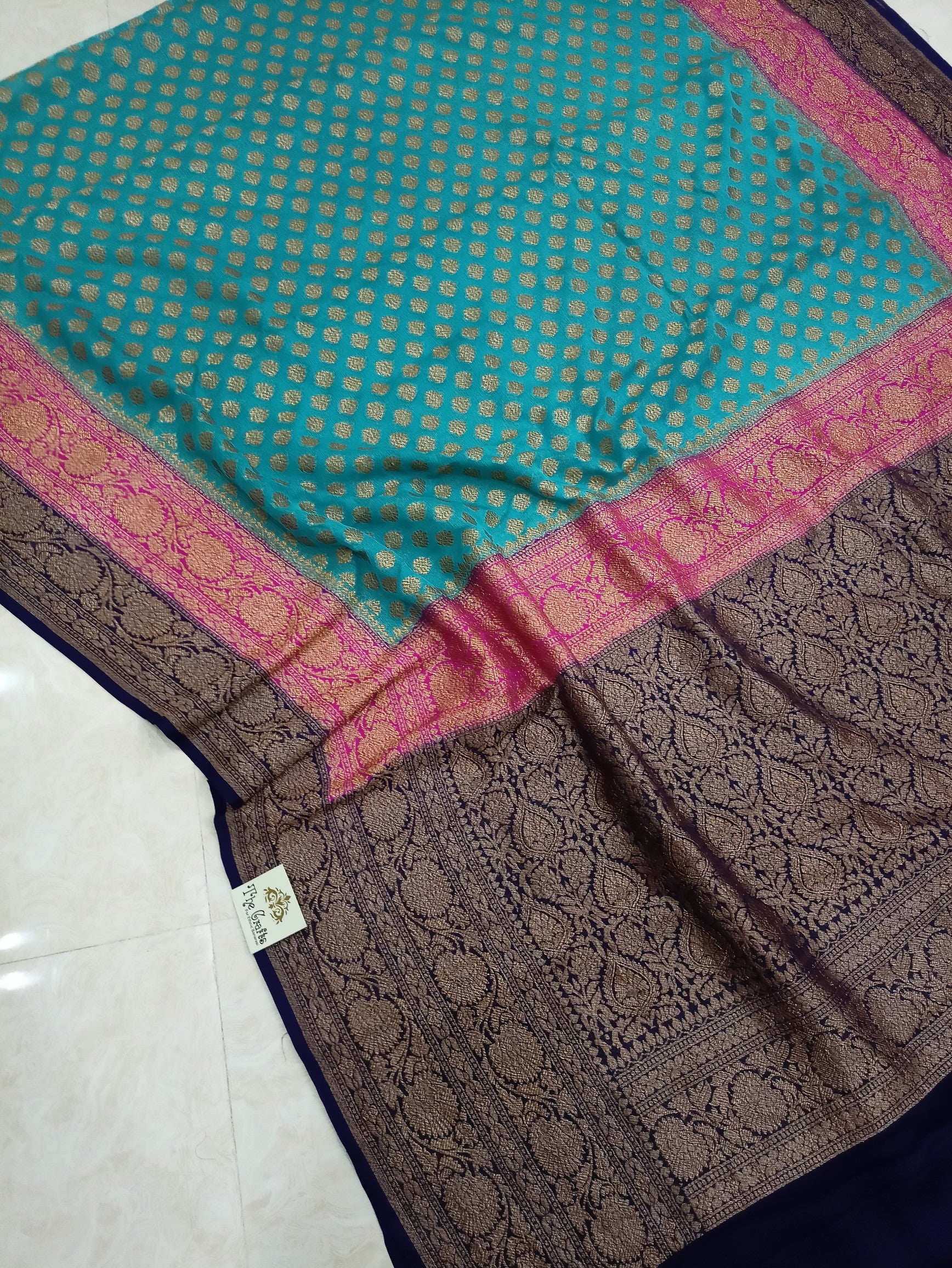 Khaddi Georgette Banarasi Saree - Antique Zari - The Crafts Clothing