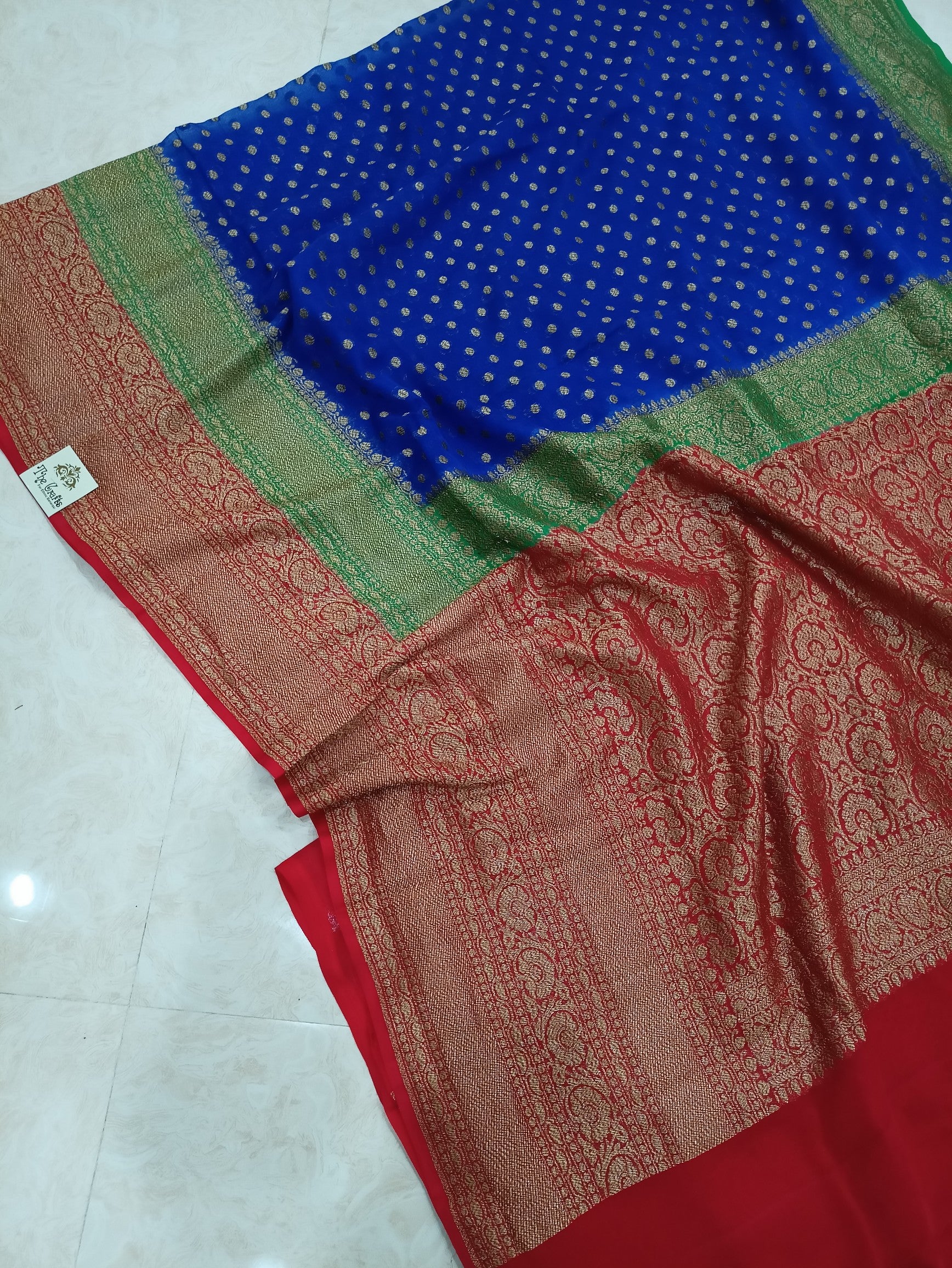 Khaddi Georgette Banarasi Saree - Antique Zari - The Crafts Clothing